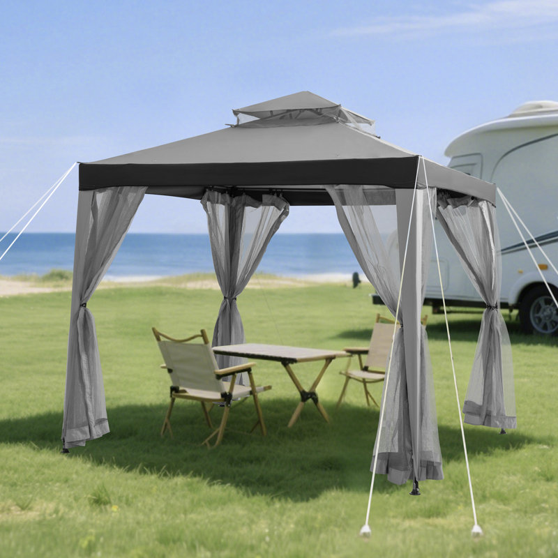 Sunjoy Soft Top Gazebo, Outdoor Patio Backyard Modern 2-Tier Steel